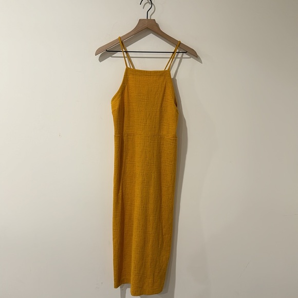 • Madewell • Women’s Knit Apron Cami Midi Dress Tungsten Glow Large Yellow - Picture 3 of 4